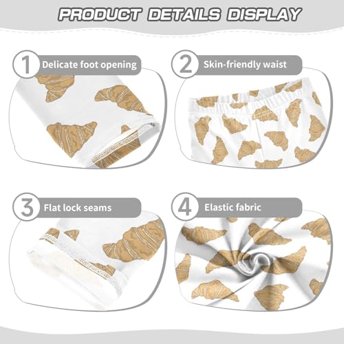 Croissant Girls Leggings,Workout Leggings for Girls Toddler Athletic Leggings Size for 3-10T3