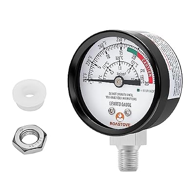 Black case Pressure Cooker Gauge, Pressure Canner Gauge, Steam Pressure Gauge, 2 Dial, Lower Mount, Including Gasket, Nut