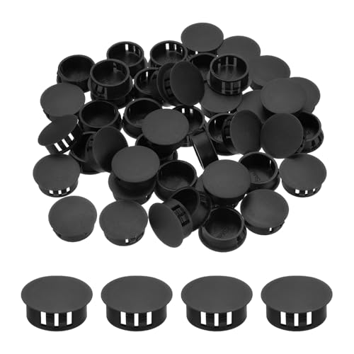 Image of MECCANIXITY 100PCS 25mm(1 inch) Black Plastic Hole Plugs, Flush Type Panel Hole Plugs Insert End Caps for Locking Hole Tubes Furniture Cabinet