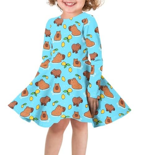 Kawaii Summer Crewneck Dress Girls Long Sleeve Dresses for 3-14 Years Old Outfits3