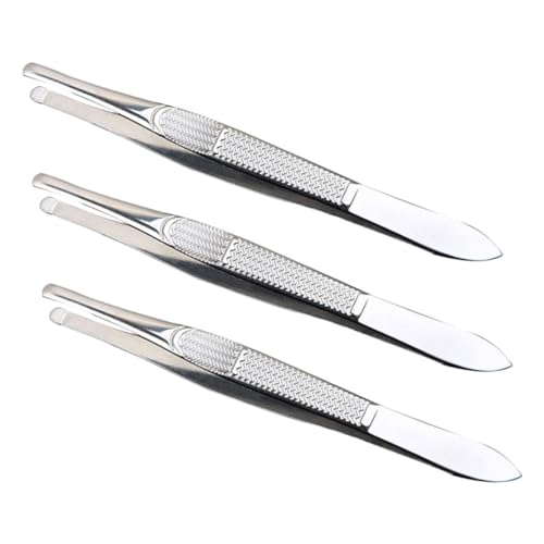 SHERCHPRY 3 Piezas pinzas para vello facial pinzas faciales pinzas de cejas pinzas profesionales pinzas para depilar cejas pinzas de precisión pinzas Acero inoxidable Plata