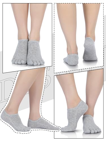 Bencailor 6 Pairs Women Toe Socks Cotton Ankle No Show Low Cut Socks with Toes for Women Men Running Athletic4