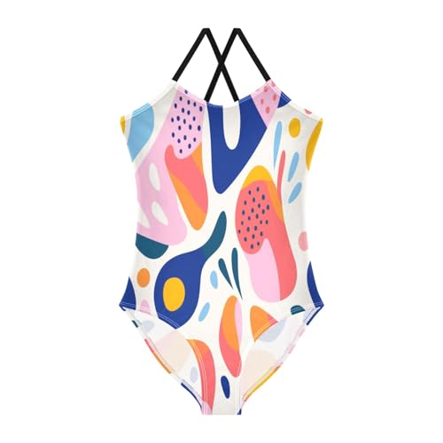 Abstract Cartoon Pattern Girls One-Piece Swimsuit Beach Bathing Suit