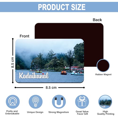 Image of Elegant Fridge Magnet with Themes |Rectangular Size Refrigerator Magnet with Magnetic Rubber Back | Pack of 1, 8.6cm X 5.4cm (Kodaikanal - Design 1)