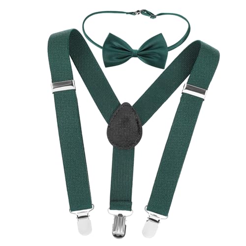 1Set Boys Adjustable Suspenders and Bow Tie Elastic Pant Suspenders for Tuxedos Dress Pants Jeans Comfortable Durable Easy Matching for Special Occasions