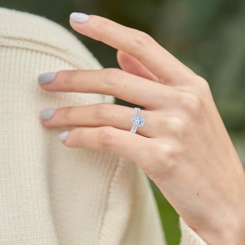 10K 14K 18K Gold Natural Aquamarine Engagement Ring Sets for Women, 1.0 CT Pear/Heart/Rould/Cushion Cut Aquamarine Moissanite Wedding Ring Set Bridal Ring Set Promise Ring for Wife Her Free Engraved2