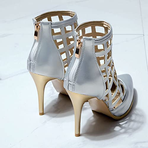 Meefit Women Caged Ankle Boots Stiletto High Heel Pointed Toe Summer Booties4