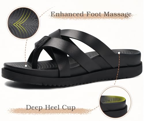 Image of KuaiLu Womens Dressy Orthotic Flip Flops Trendy Comfortable Cushion Recovery Walking Criss Cross Thong Sandals Lightweight Yoga Foam Summer Slides with Plantar Fasciitis Arch Support