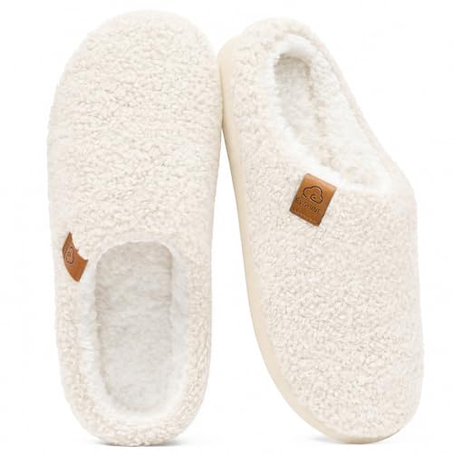 Image of Evshine Memory Foam Fuzzy Slippers for Women Curly Fleece House Shoes | Indoor Outdoor, Comfy and Warm Fur Lining, Non-slip Rubber Sole, Bedroom Slip on, Cozy, Cushioned, Machine Washable