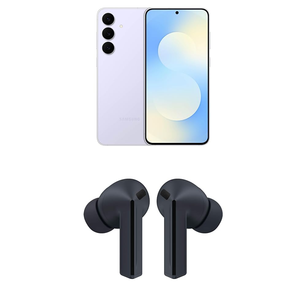 SAMSUNG Galaxy S25 FE 128GB Unlocked AI Smartphone, Icyblue w/Galaxy Buds 3 FE True Wireless Bluetooth Earbuds, Black