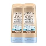 Jergens Natural Glow + Firming In Shower Self Tanner Body Lotion, Sunless Tanning for Medium to Tan Skin Tone, Anti Cellulite Moisturizer for Gradual Fake Tan, 7.5 Oz, Pack of 2