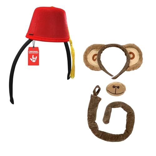 Nicky Bigs Novelties Morph Unisex Adult Monkey in Fez Hat Kit Mini Headband Nose Tail Movie Costume Set