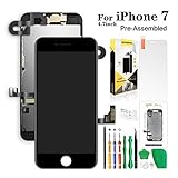 Compatiable with iPhone 7 Screen Replacement Black 4.7inch,Hkhuibang LCD Display 3D Touch Screen Digitizer Full Frame Assembly with OEM Front Camera Proximity Sensor Earpiece Speaker+Repair Tools Kit