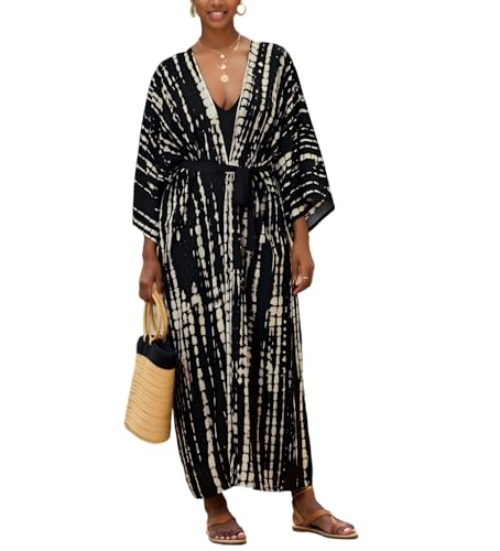 Image of Women's Kimono Cover Up Long Beach Dress Swimsuit Cover Ups Colorful Cardigan Lightweight Robe for Swimwear