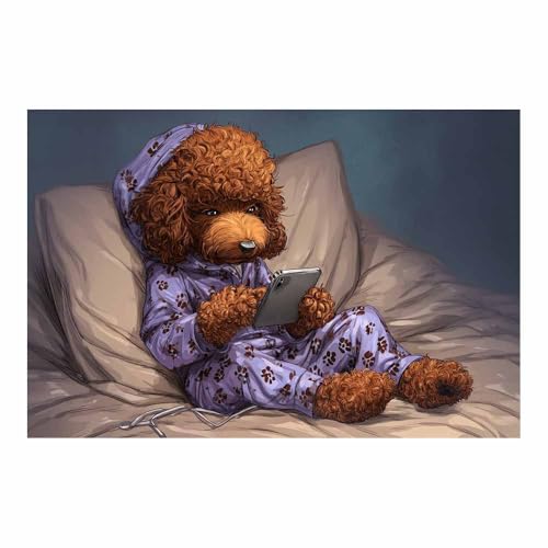 Toile murale vintage chien abstrait marron DunPei pour habiller un grand mur vide sans cadre