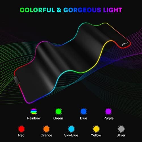 Amazon Brand - Eono Mouse Mat Large RGB Gaming Mouse Pad Soft Extended Mouse Mat with 12 Lighting Modes, Led 80x30cm Computer Keyboard Mousepads, Waterproof, Non-Slip Rubber for Home Office