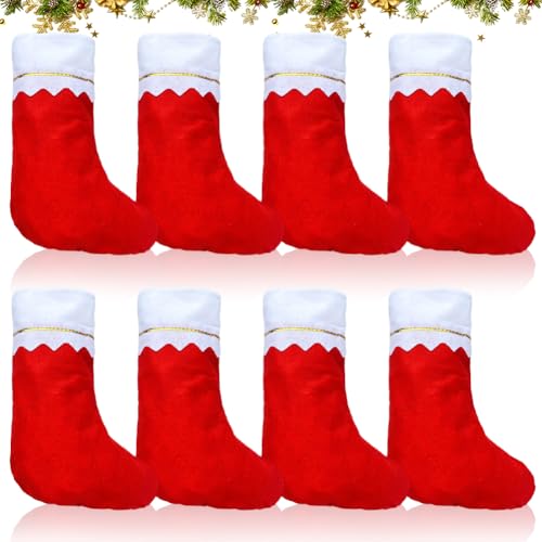 8 Piezas Calcetines De Navidad Chimenea, Calcetín De Navidad Personalizado,Calcetines Colgantes De Navidad,Medias De Navidad,Calcetín Navidad Arbol Para Llenar Y Colgar,Decoraciones Navideñas (Blanco)