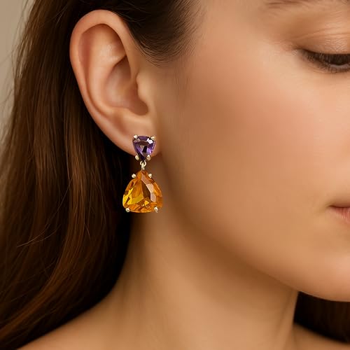 Boucles d'oreilles améthyste citrine or : le cadeau idéal avec pierres de naissance - 2