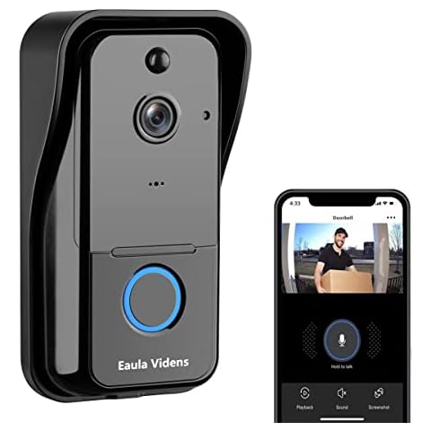 Eaula Videns Video Doorbell Camera HD Wireless Doorbell, PIR Humanoid Detection, Two-Way Audio, Night Vision, Cloud Storage, 166°Wide Angle, IP65 Weatherproof (for iOS and Android) Cover