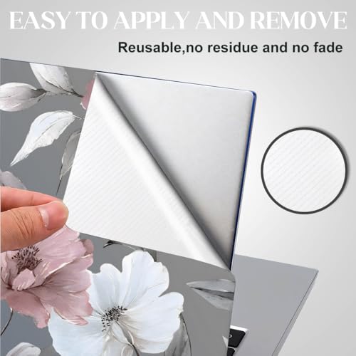 SUPERDANT Laptop Notebook Skin Sticker Cover Decal Flower Laptop Protector Notebook PC Computer Art Protector Universal Notebooks Art Decal Fits 12\" 13\" 13.3\" 14\" 15\" 15.4\" 15.6 in Pink Grey Gray Pink