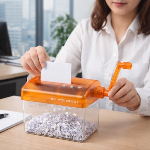 Scrivania Micro Cross-Cut Hand Shredder Per Uso Domestico Può Triturare Schede Scatola di polvere Cross-Cut Trituratore Manuale Portatile Compatto Per