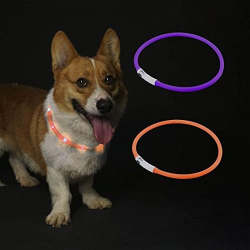 Tianruida LED Dog Collar, USB Rechargeable, Cut To Size Universal Fit, Easy Clean, Improves Visibility & Safety For Your Dog (1 Pack Purple)