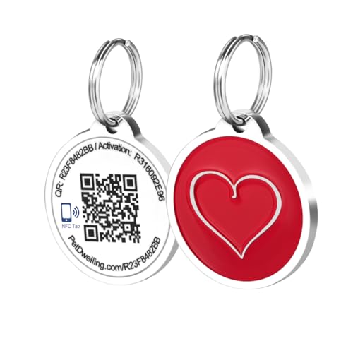 Médaille QR code chat et chien pendentif cœur rouge pour retrouver rapidement votre animal
