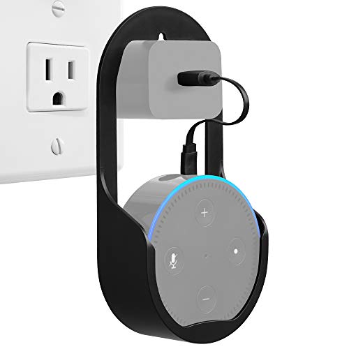 GMYLE Echo Dot 2 Wall Mount V2, Amazon Alexa Echo Dot 2nd Generation Holder Stand, without Mess Wires or Screws (Black)