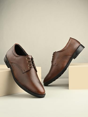 Image of Massari Genuine Leather Derby Lace Up |Formal Shoes for Men for Office | TPR Sole