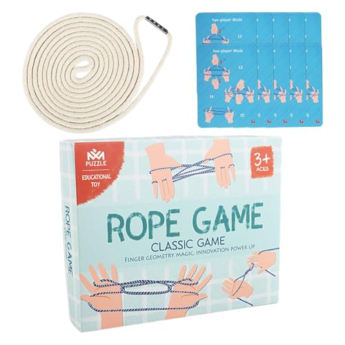 Ungtyb Cats Cradle String, Hand Rope Puzzle Trick Toy, Interactive Educational String Plaything Compact Design Fits Easily in Pockets or Bags, for Kids and Adults, 4.13x3.39x0.87 Inches