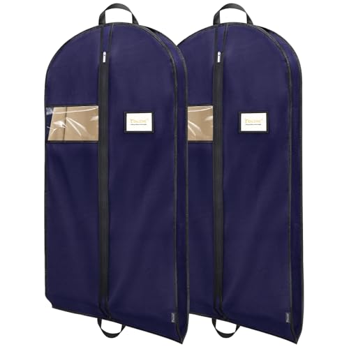 BALEINE 2PK Heavy Duty Garment Bag with Shoe Storage Travel Bag for Dresses, Suit, Coats Travel Essential (60", Blue) Blue 60" 2PK