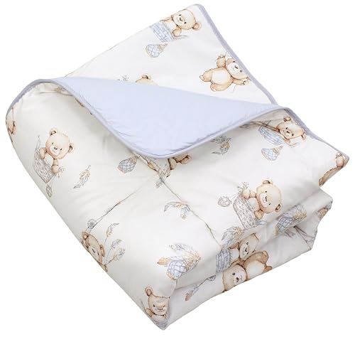 TupTam Krabbeldecke für Baby 120x120 cm - Gepolsterte Spieldecke Baby Baumwolle, XXL, OEKO-TEX, Weich & Hautfreundlich, Farbe: Teddybären in Körbchen Beige Ecru