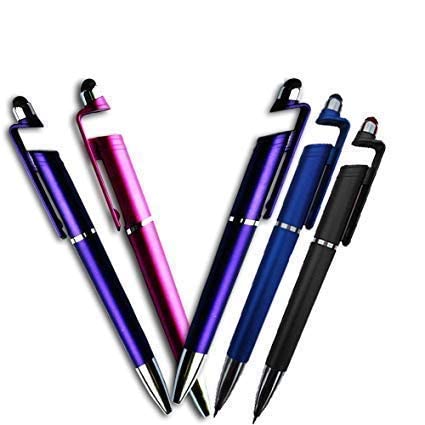 BOCXN PEN-78 Pack of 5 Universal 3 in 1 Capacitive Screen Stylus Touch Pen with Mobile Stand Holder, Writing Pen (Compatible for Android Touch Screen Smart Phones and Tablets