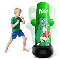 JUOIFIP Boxsack Stehend 120cm Aufblasbarer Boxsack Kinder mit Abprallende Aktion und Nicht fallende Basis zum Üben von MMA Karate Taekwondo und zum Abbau von aufgestauter Energie