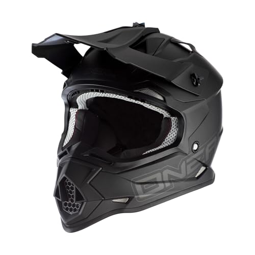 O'NEAL | Motocross-Helm | MX Enduro | ABS-Schale, Lüftungsöffnungen für optimale Kühlung | 2SRS Helmet Flat V.23 | Erwachsene | Schwarz | Größe M (57/58 cm)