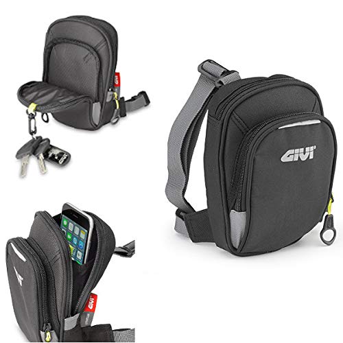 Bolso riñonera Ajustable de Pierna Givi Compatible con Aprilia Atlantic Sprint 200 Inserciones Reflectantes Negro EA109B