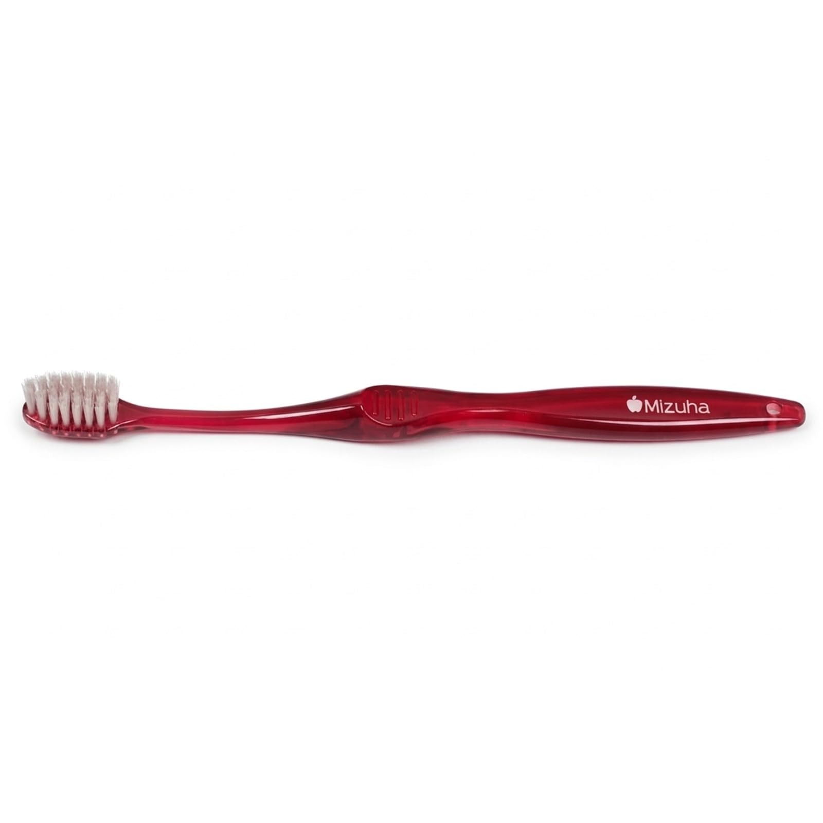 MIZUHA Toothbrush with Small Head – Soft Tapered Bristles, Negative Ions, Mt Fuji Lava Ore Powder Mixed Bristles, Gentle on Gums, Deep Cleaning, Ergonomic Handle (Red) Made in Japan-image-2