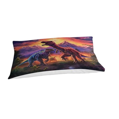 Housse de couette dinosaure 135x200 cm avec 2 taies d'oreiller zippées en microfbre pour lit enfant