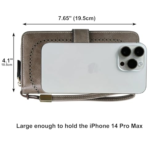 Image of Women's RFID Blocking Wallet Large Zip Around Leather Clutch with Wristlet | Large Capacity, 23 Card Slots, 2 ID Windows, Phone Holder, Soft PU Leather, RFID Secure, Coin Pocket, Checkbook Holder