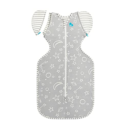 Love To Dream Swaddle Up Transition Bag Bamboo, Medium (6-8.5kg), Ideal Fabric for Moderate Temperatures (20-24°C), Patented Zip-off Wings, Gentle Transition from Swaddling to Arms-Free Sleep, Grey