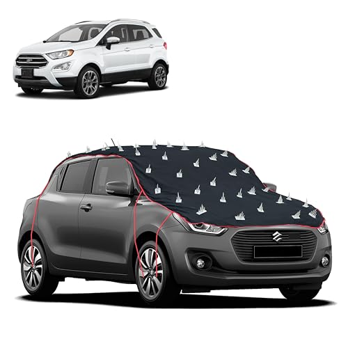 Image of Dog Protection Spike Car Cover for Ford Ecosport Bonnet to Roof Easy Installation with 4 Elastic Hook Strap | Anti-Scratch Soft Cotton Inner | Complete Protection from Street Dogs & Monkeys