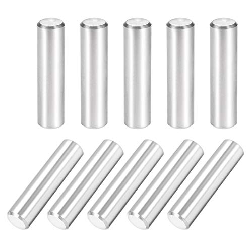 sourcing map 10 Stück Zylinderstifte Passstift 304 Edelstahl Zylindrischer Regalstützstift Befestigungselemente Silber Ton 10mm x 40mm