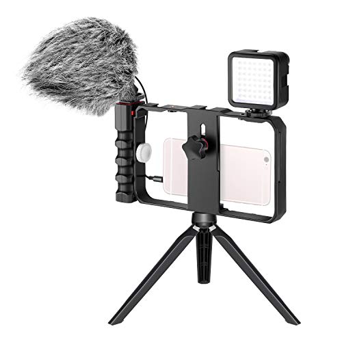 Neewer Smartphone Camera Video Micphone Rig Kit, Phone Video Stabilizer Grip with Video