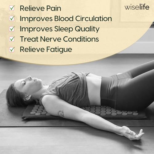 Image of Wiselife Acupressure Mat and Pillow Set with Bag - Large 71x44 cm Spike Acupressure Mat for Back & Neck Pain Relief, Muscle Relaxation, Stress Relief & Sciatica Support (Light Blue)
