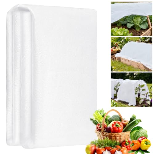 AOOWU Voile d'hivernage pour Plantes et Cultures, 2 * 5M Voile Hivernage Exterieur, 30g/m² Épaissi d'hivernage, Toison non-tissée de protection hivernale Protège Plantes, Fleurs et Légumes Froid, Gel
