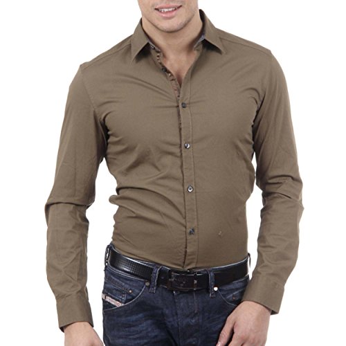 Chemise Diesel 00SFZ4 S-TOKI à manches longues pour homme en coton premium style casual chic