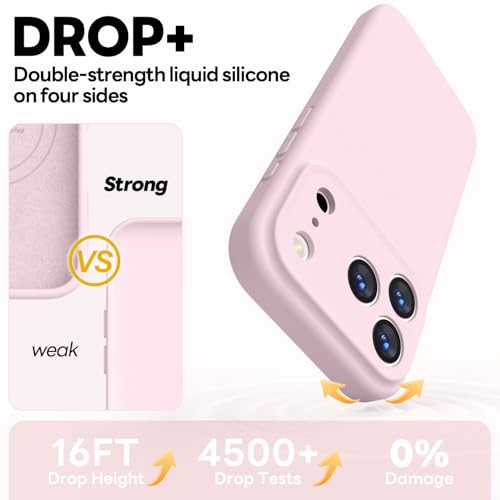 Vooii Magnetic for iPhone 17 Pro Case, Compatible with Magsafe (Premium Liquid Silicone) (Integrated Camera Control Button) Full Body Protective Anti-Scratch Microfiber Lining 6.3", Chalk Pink by Vooii - Used condition - Image 4