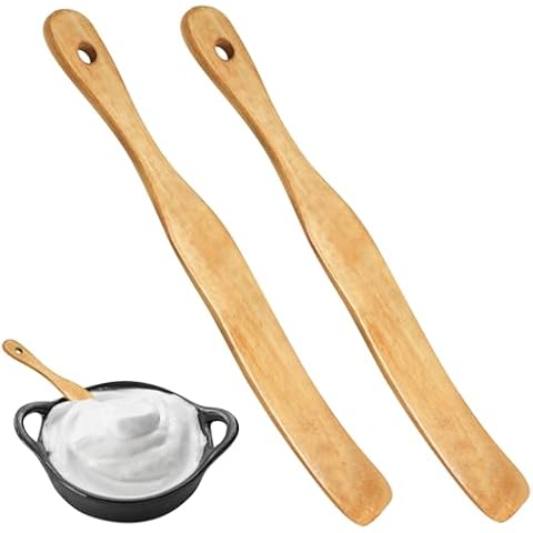 2Pcs Wooden Spatula for Cooking, Sourdough Spurtles Kitchen Tools Wooden Spurtle Spatula Dough Stir with Hanging Holes Sourdough Spatula, Kitchen Sourdough Tools Fermentation Use Wood Spatula Cover