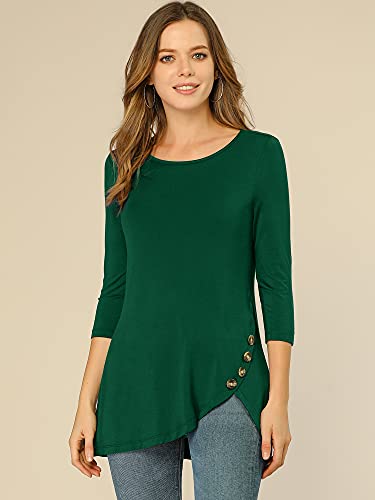 Tunique extensible à boutons décoratifs et manches 3/4 élégantes