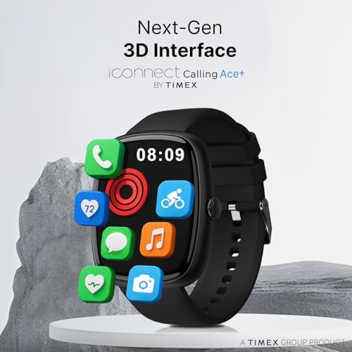 Image of TIMEX iConnect Calling Ace+ 1.83 inch(4.6 cm) 3D UI Display with Functional Crown and BT Calling Smartwatch for Unisex - TWIXW1500T